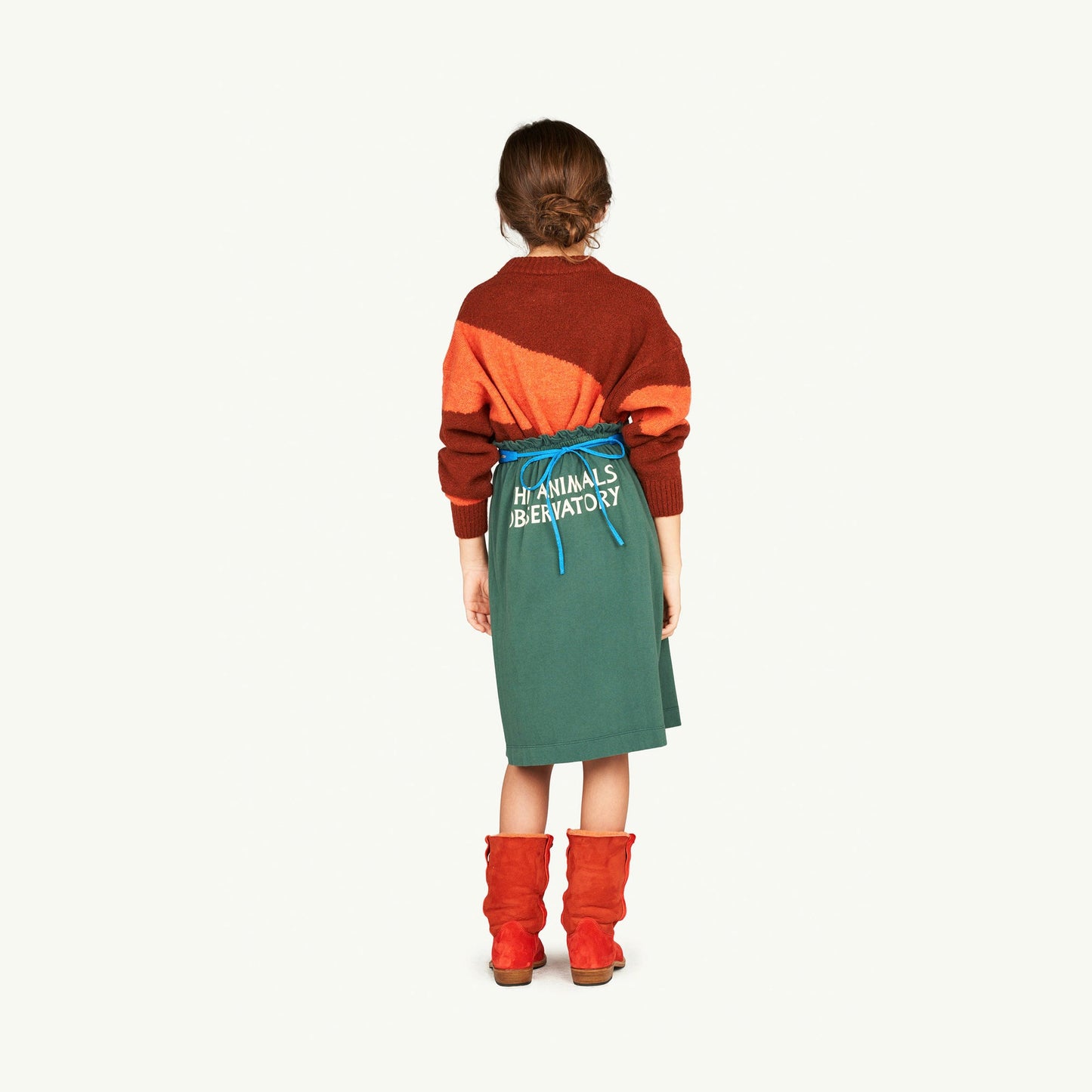女童绿色Logo棉短裙