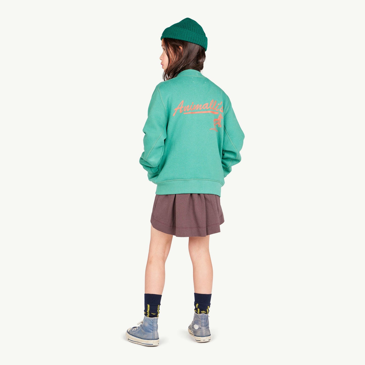 女童棕色Logo棉短裙
