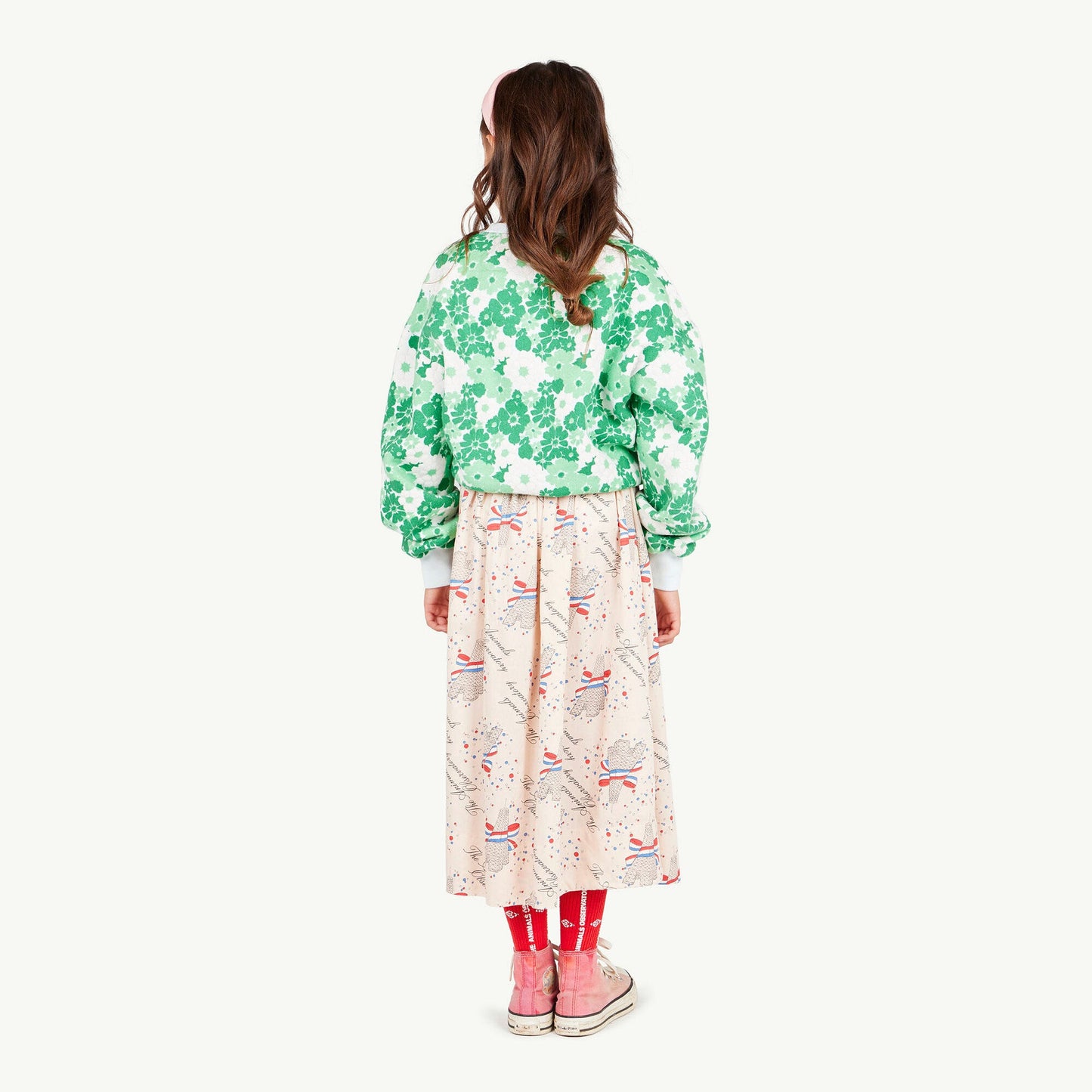 女童浅粉色印花棉短裙