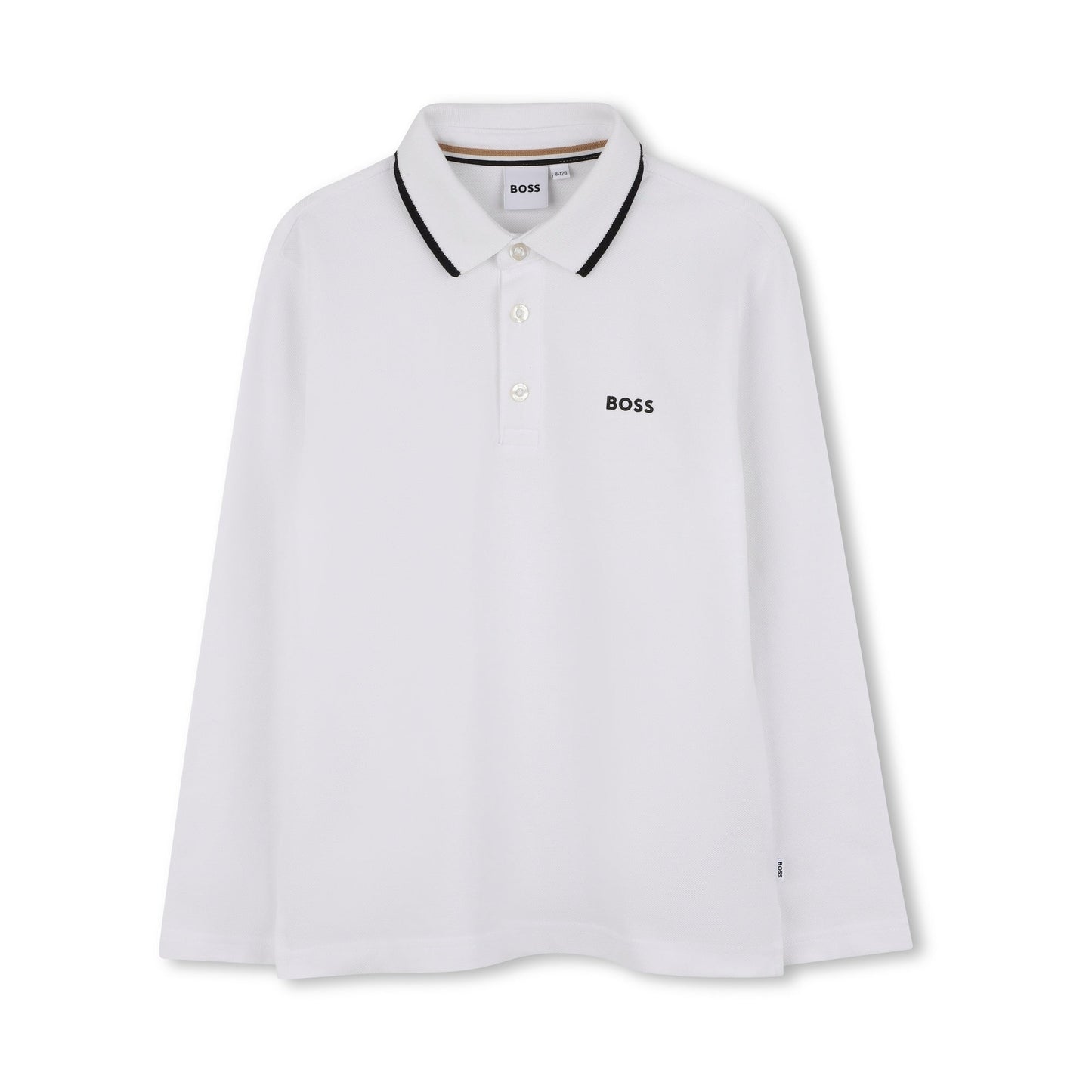 男童白色Logo棉Polo衫