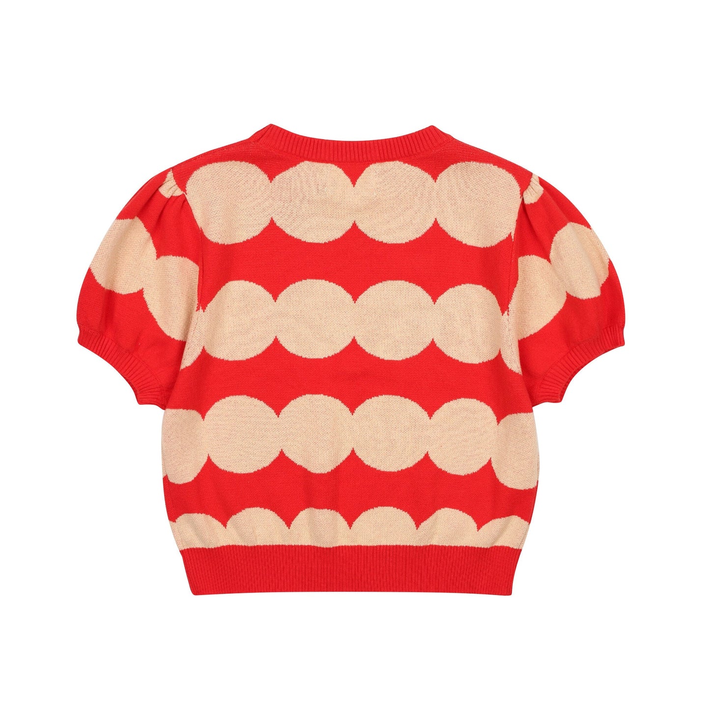 女童红色圆点针织T恤