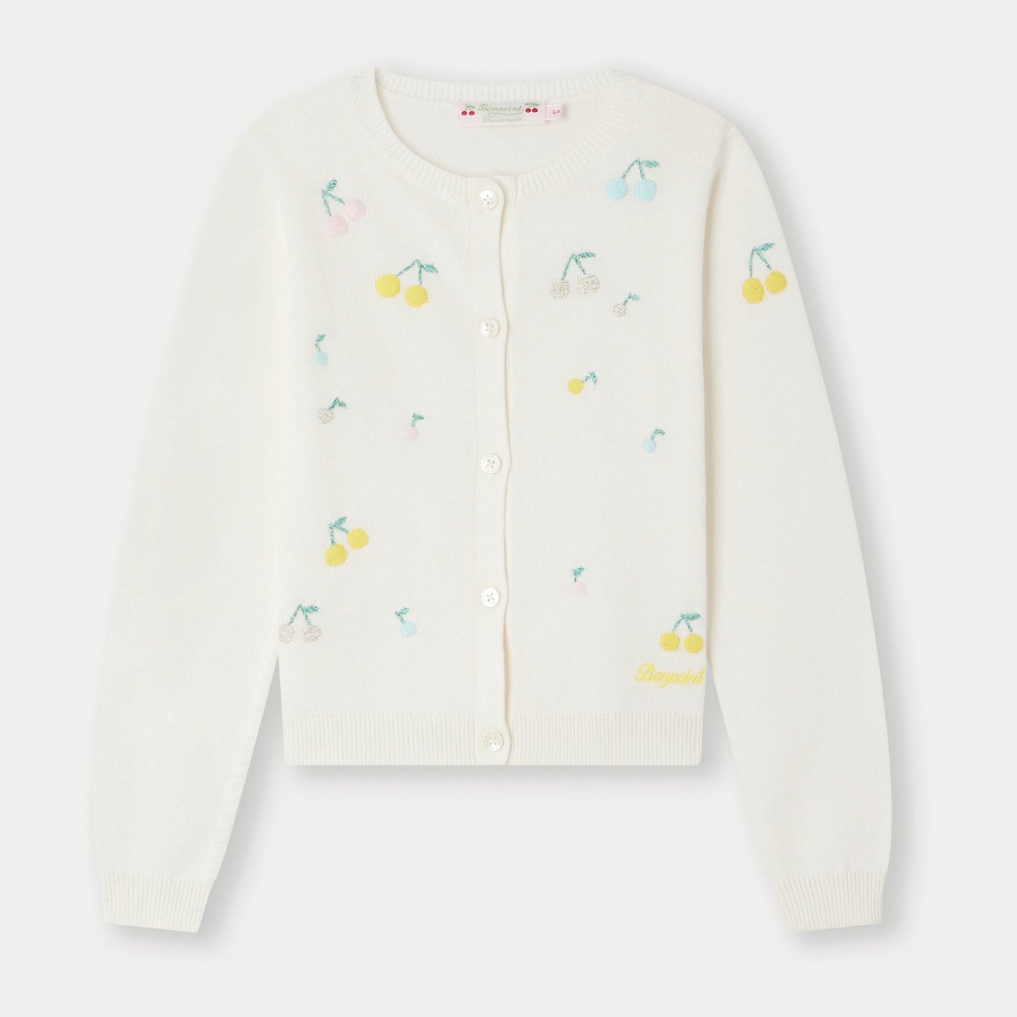 女童白色刺绣Logo棉开衫