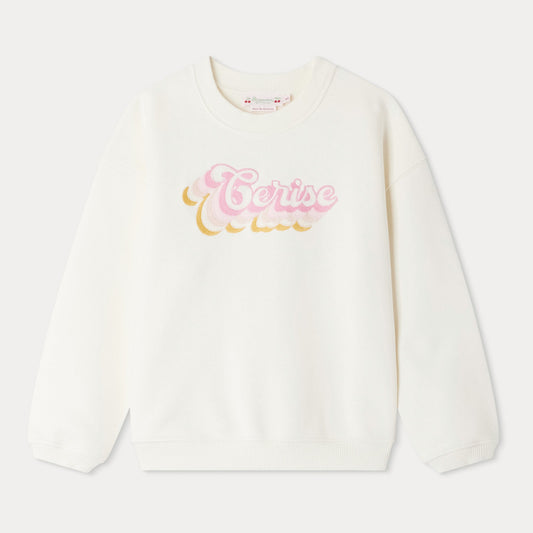 女童白色刺绣棉卫衣