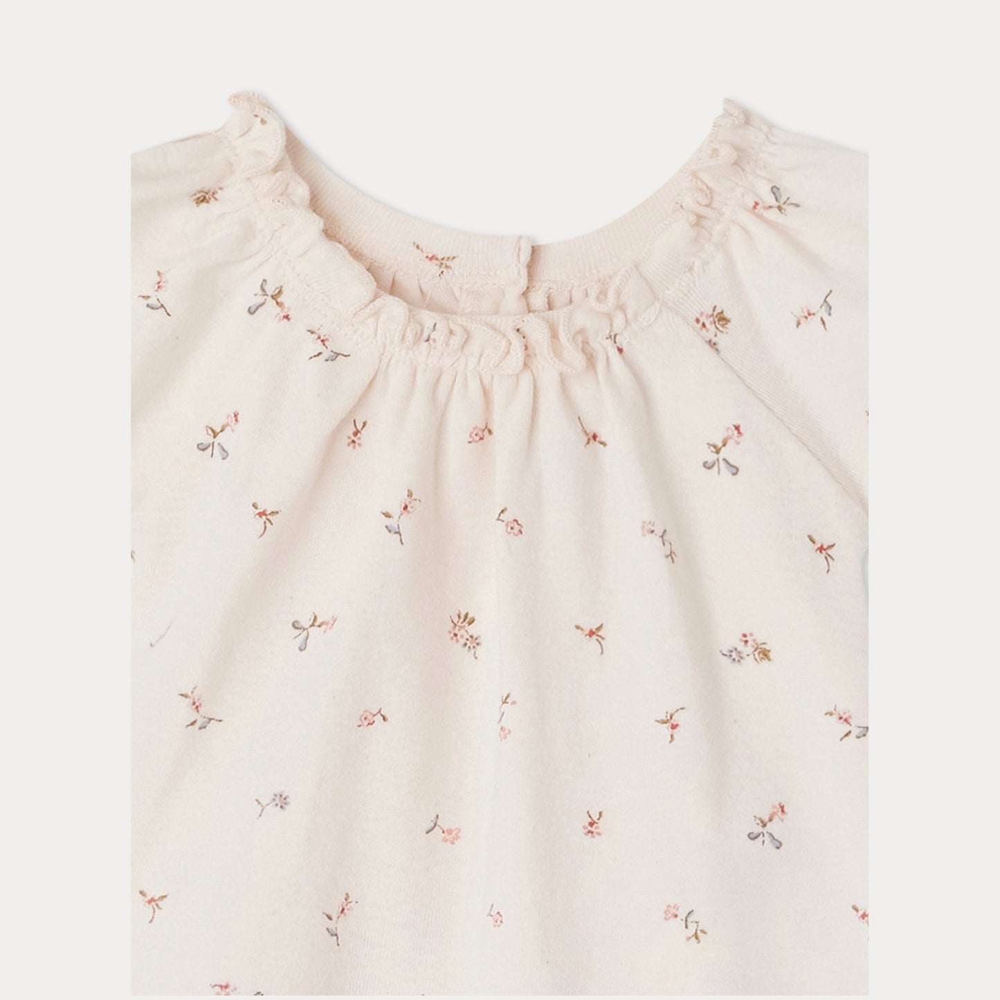 女婴浅粉色碎花棉套装