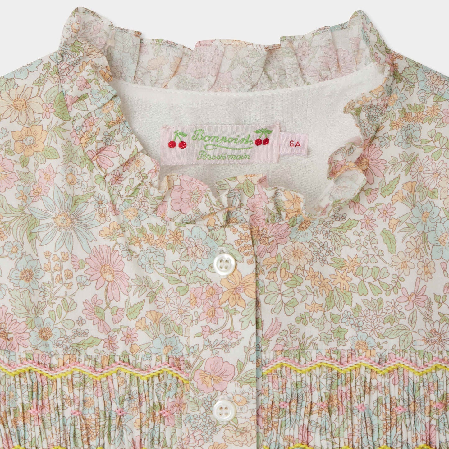 女童粉色碎花棉连衣裙
