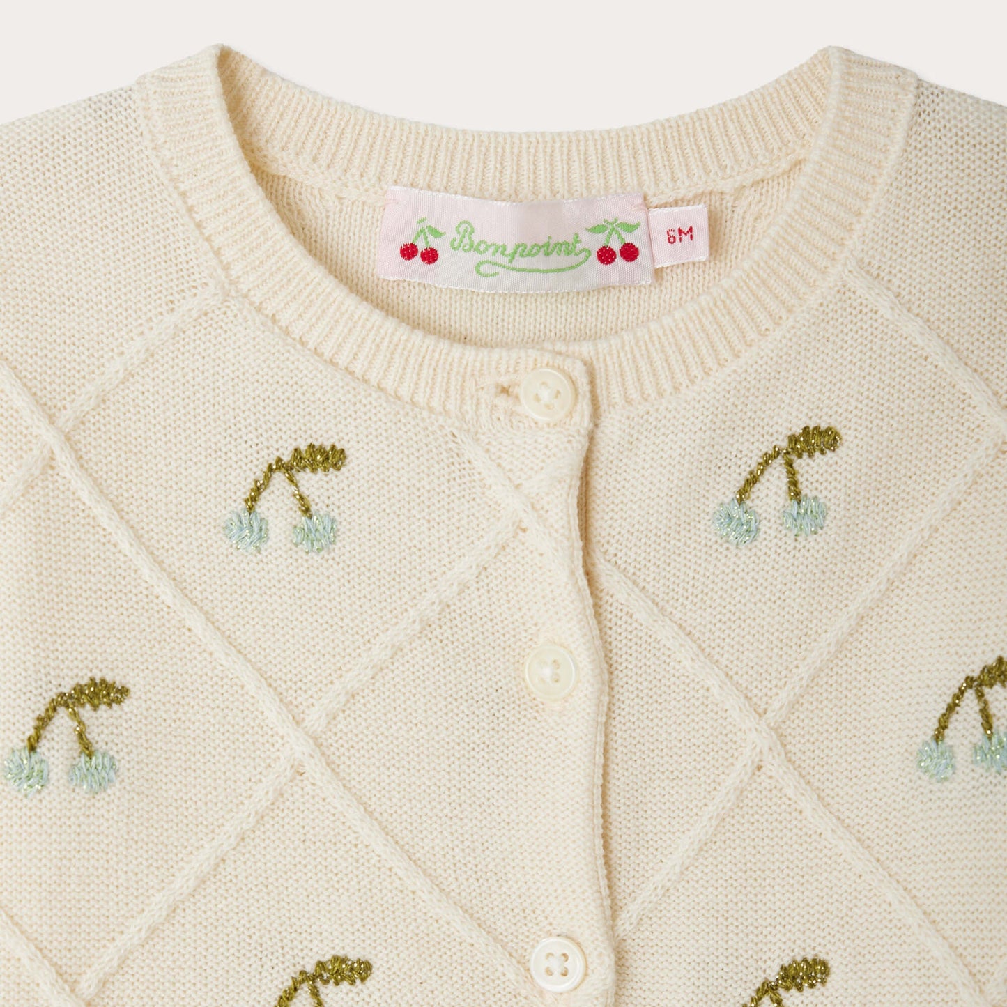 女婴象牙白刺绣棉开衫