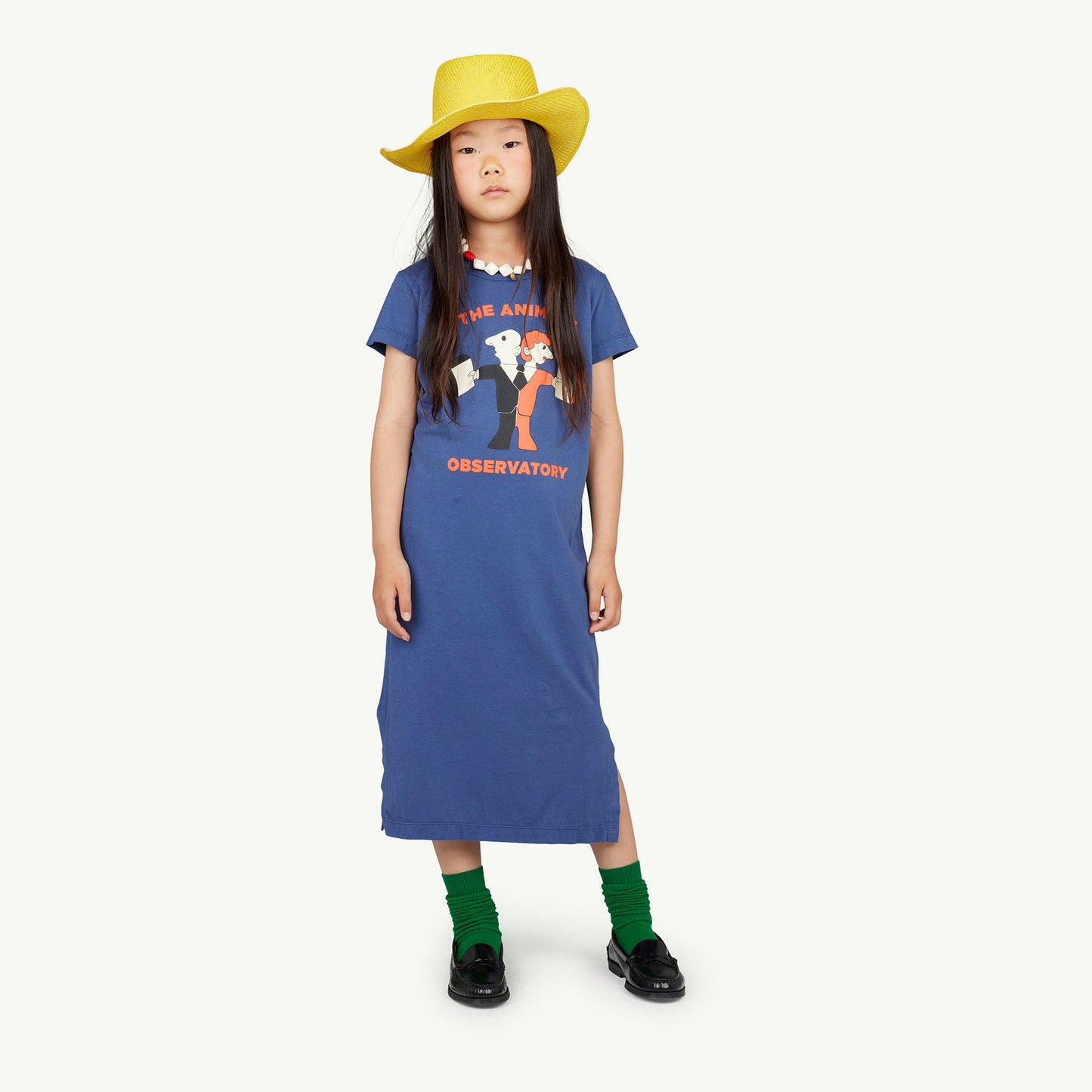 女童蓝色印花棉连衣裙