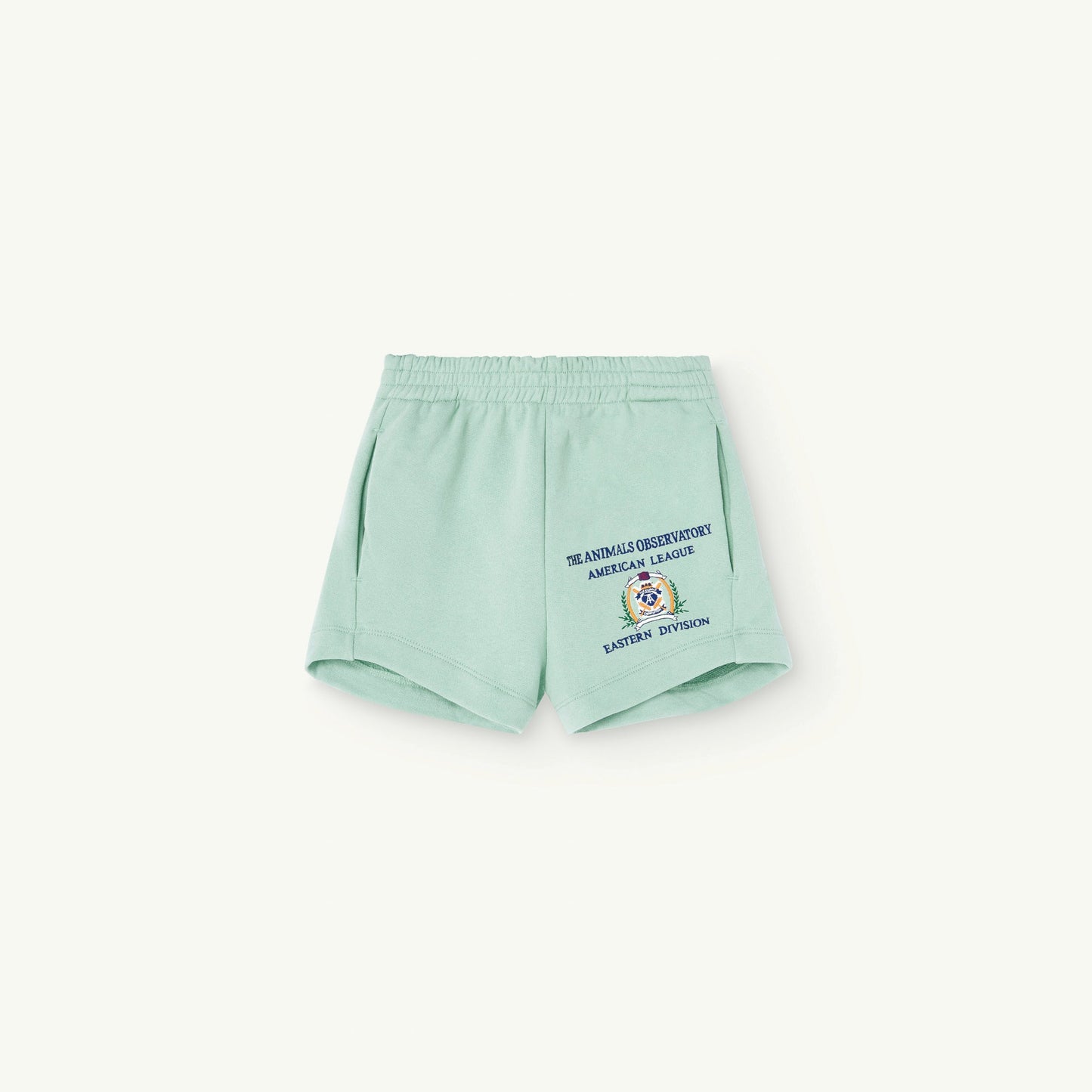 儿童浅绿色Logo棉短裤