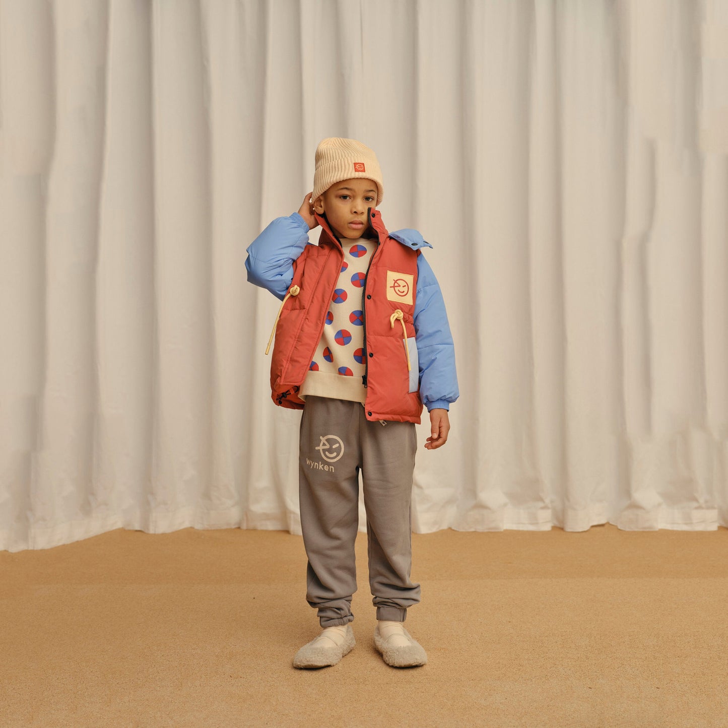 儿童灰色Logo棉长裤