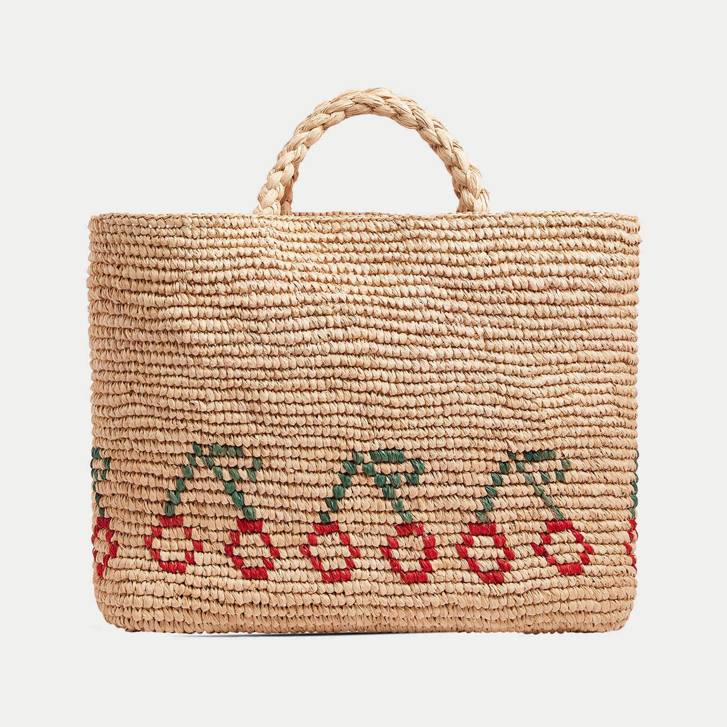 女童米色拉菲草手提包(41x25x11cm)