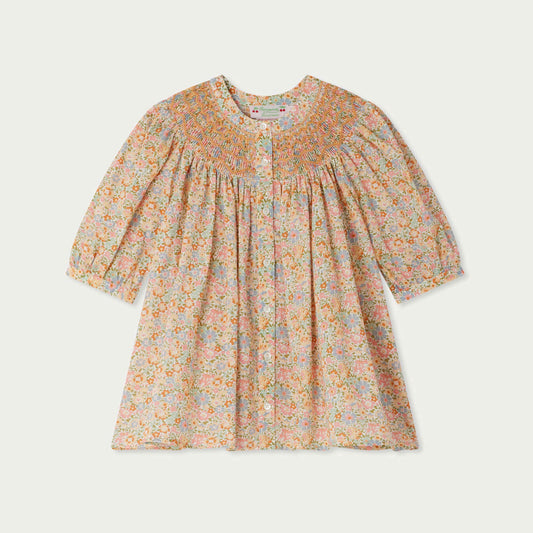 女童粉色碎花棉衬衫