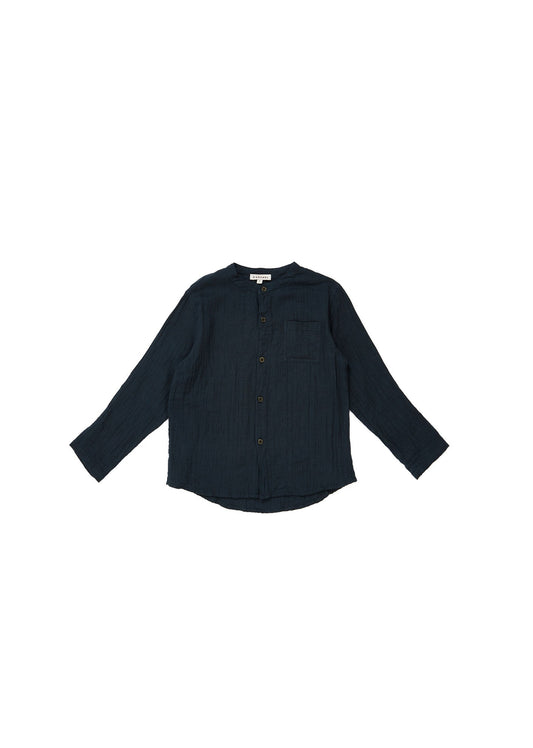 女童深蓝色棉衬衫