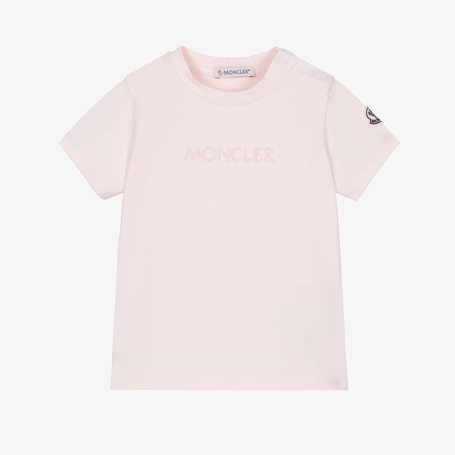 女婴浅粉色刺绣Logo棉T恤