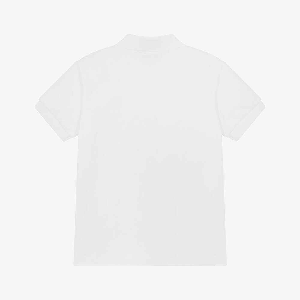 男童白色印花棉Polo衫