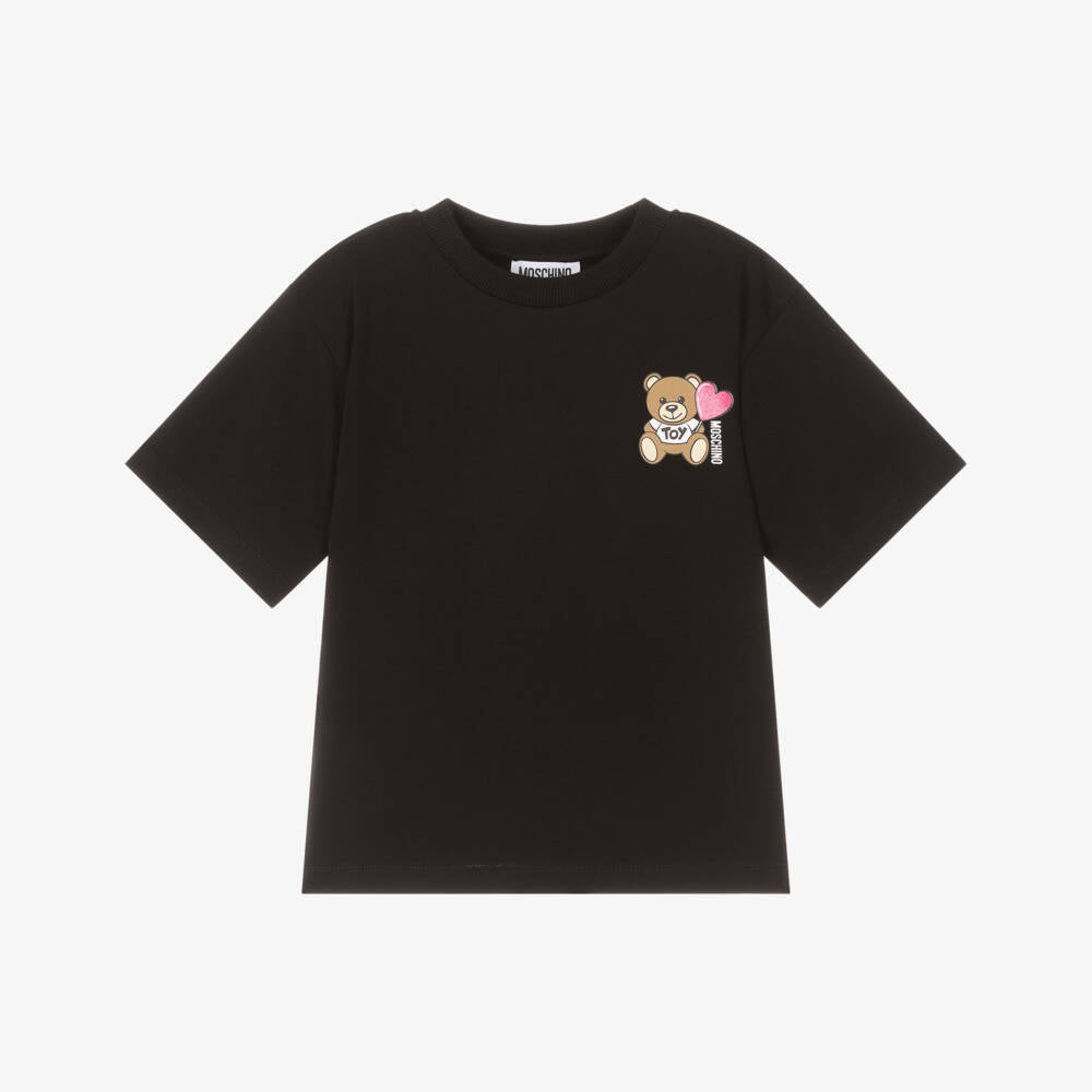 女童黑色印花Logo棉T恤