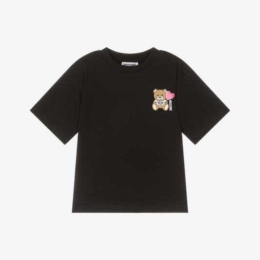 女童黑色印花Logo棉T恤