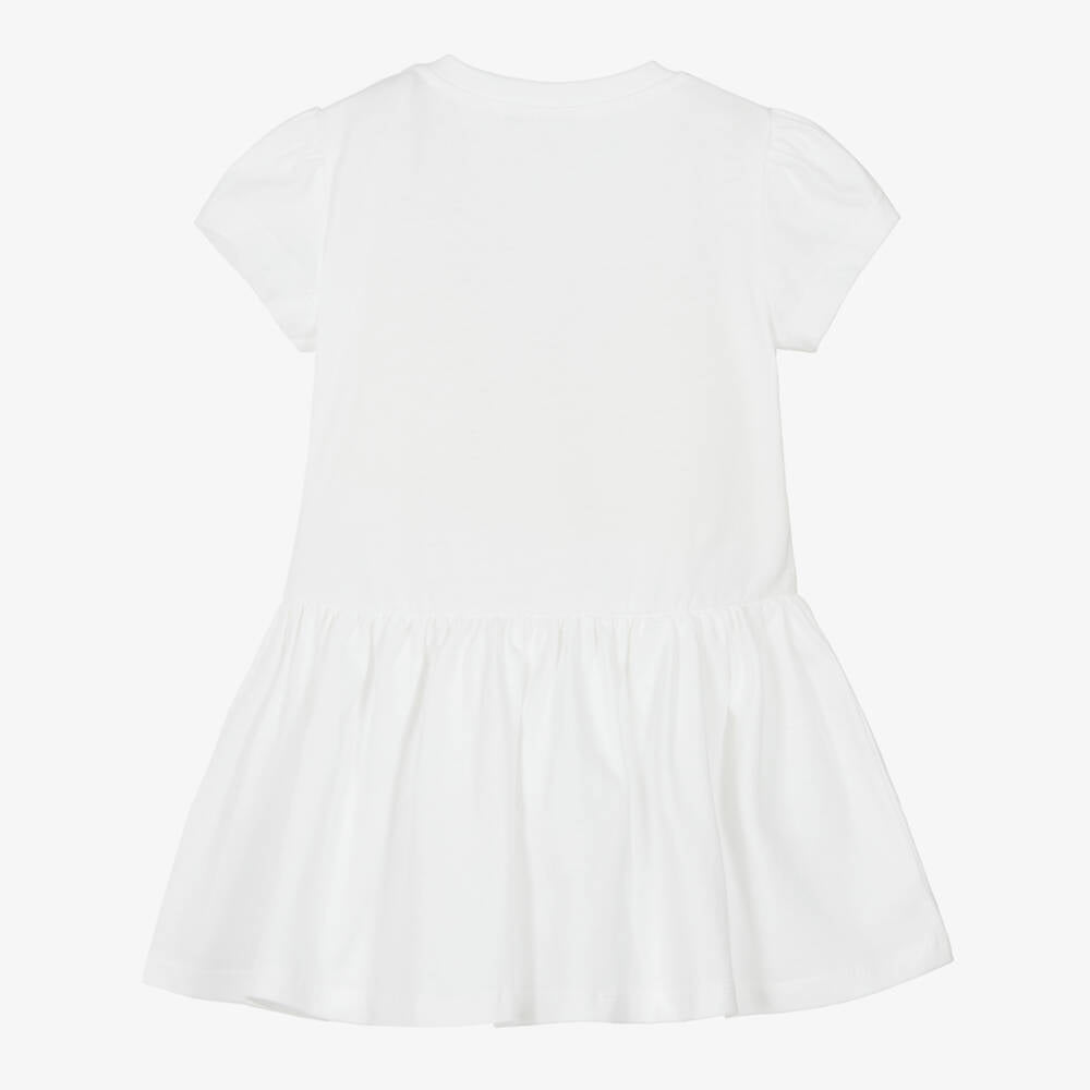 女婴白色Logo棉连衣裙