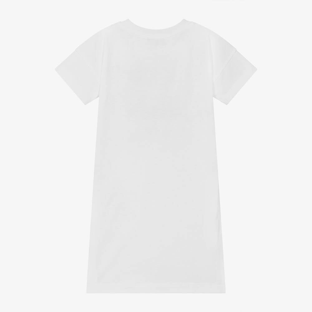 女童白色Logo棉连衣裙