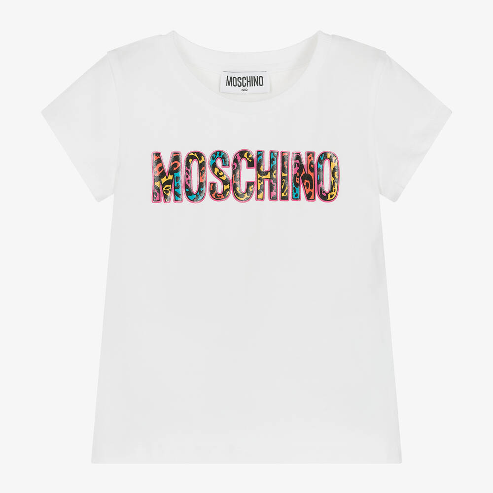 女童白色Logo棉T恤
