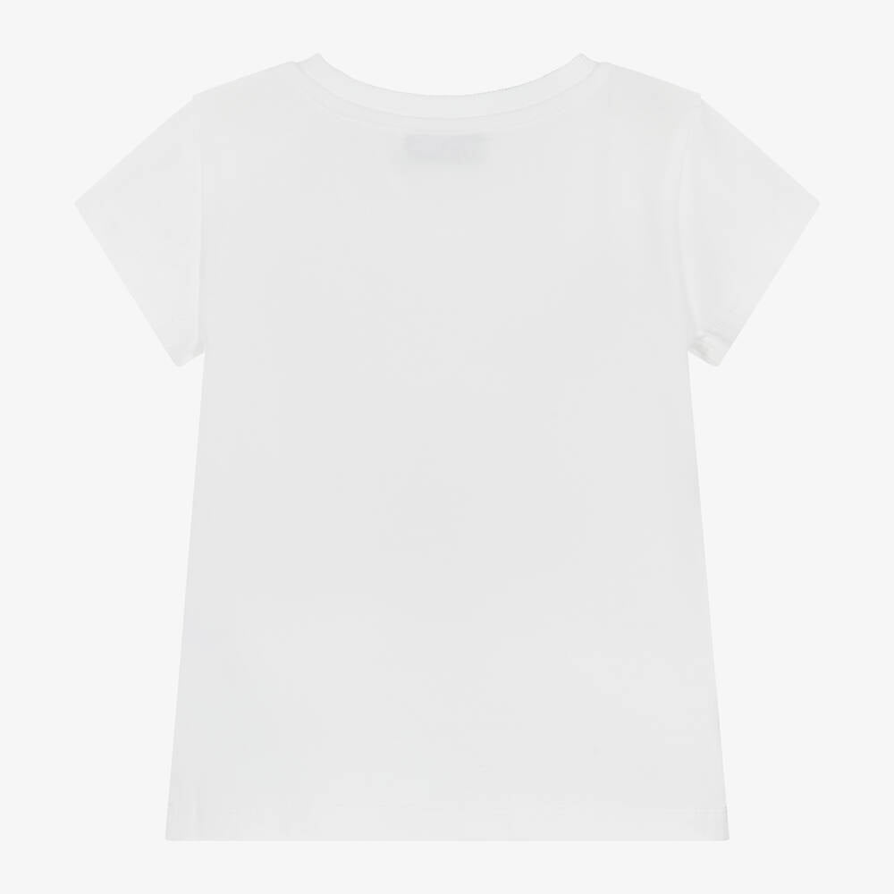 女童白色Logo棉T恤