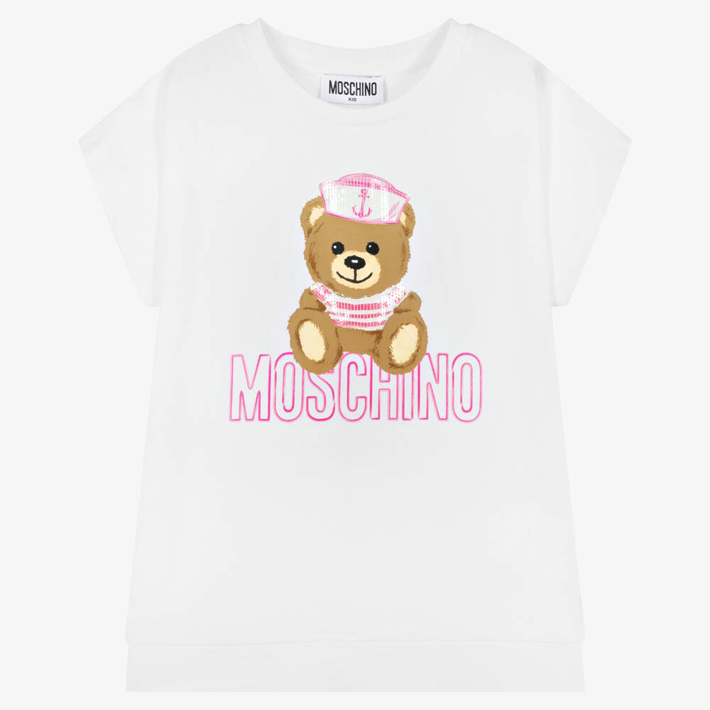 女童白色Logo棉T恤