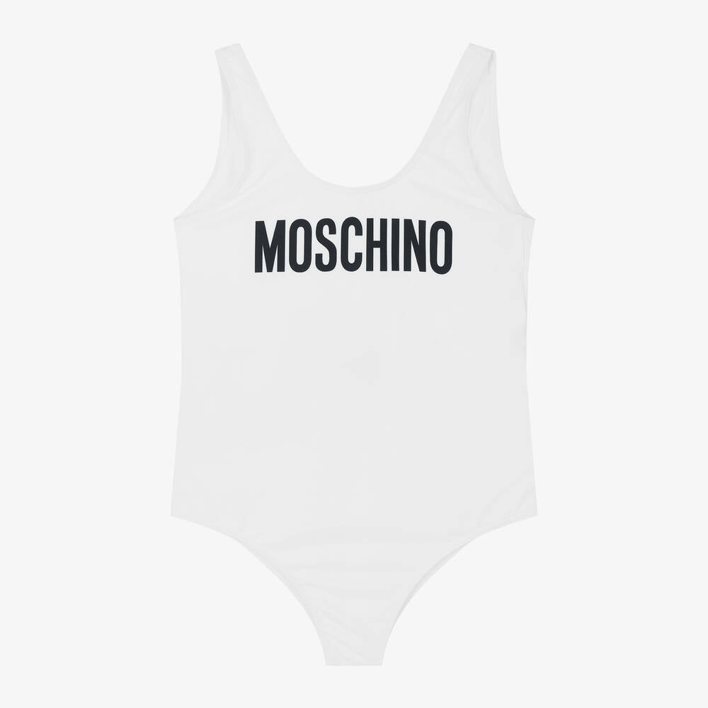 女童白色Logo泳衣