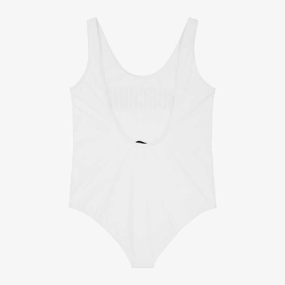 女童白色Logo泳衣