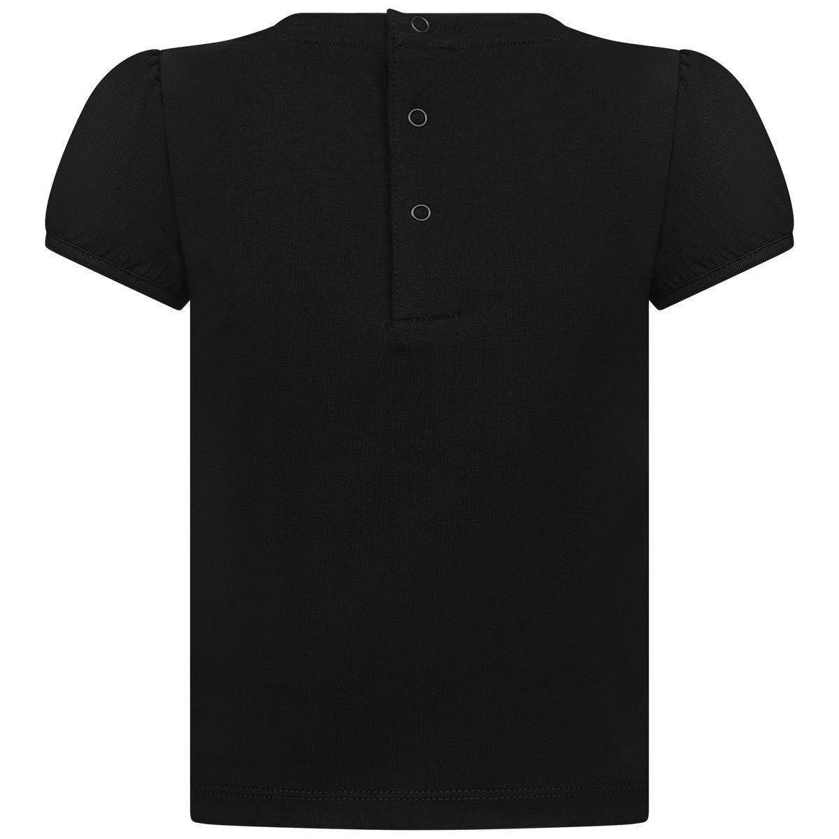 Baby Girls Black Cotton Teddy T-Shirt