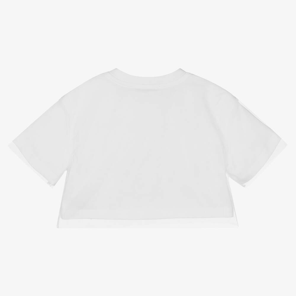 女童白色Logo棉T恤