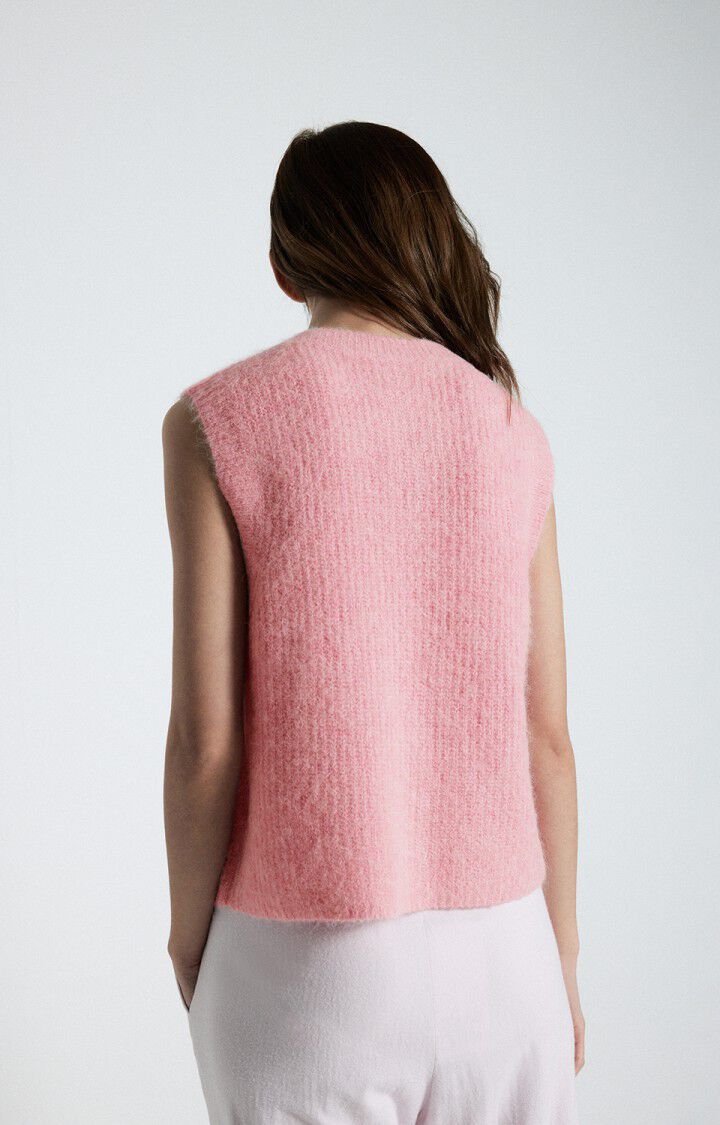 女士圆领纽扣式短款无袖背心