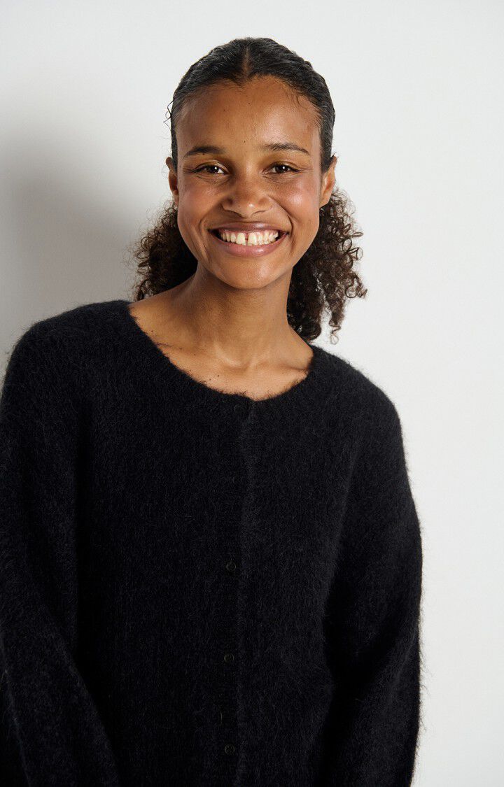 GILET COURT ML COL ROND BOUTONNE