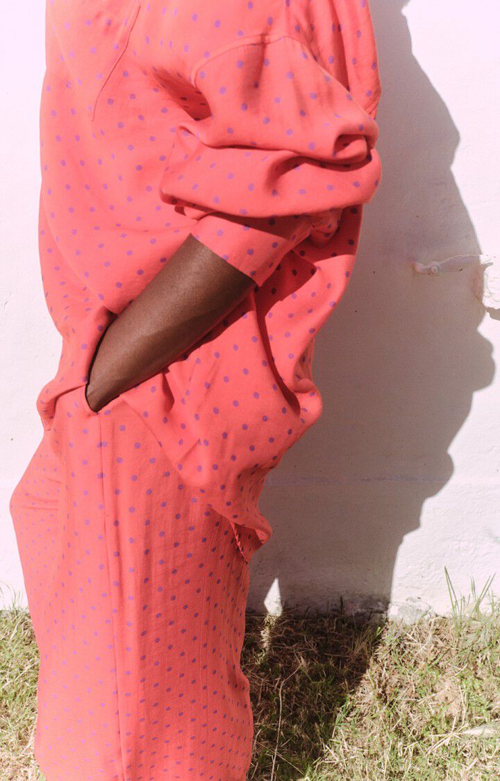 女士低腰宽长条纹印花裤