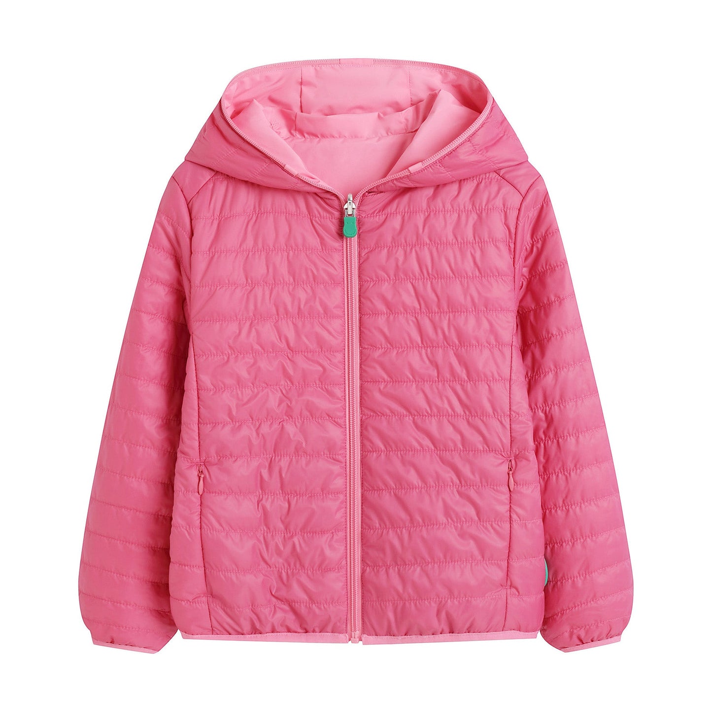 儿童粉色连帽双面棉服