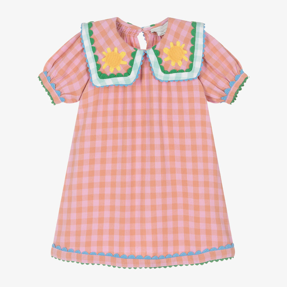 女童粉色太阳花棉连衣裙