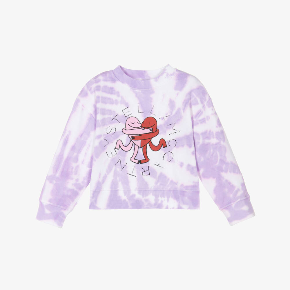 女童紫色扎染印花棉卫衣