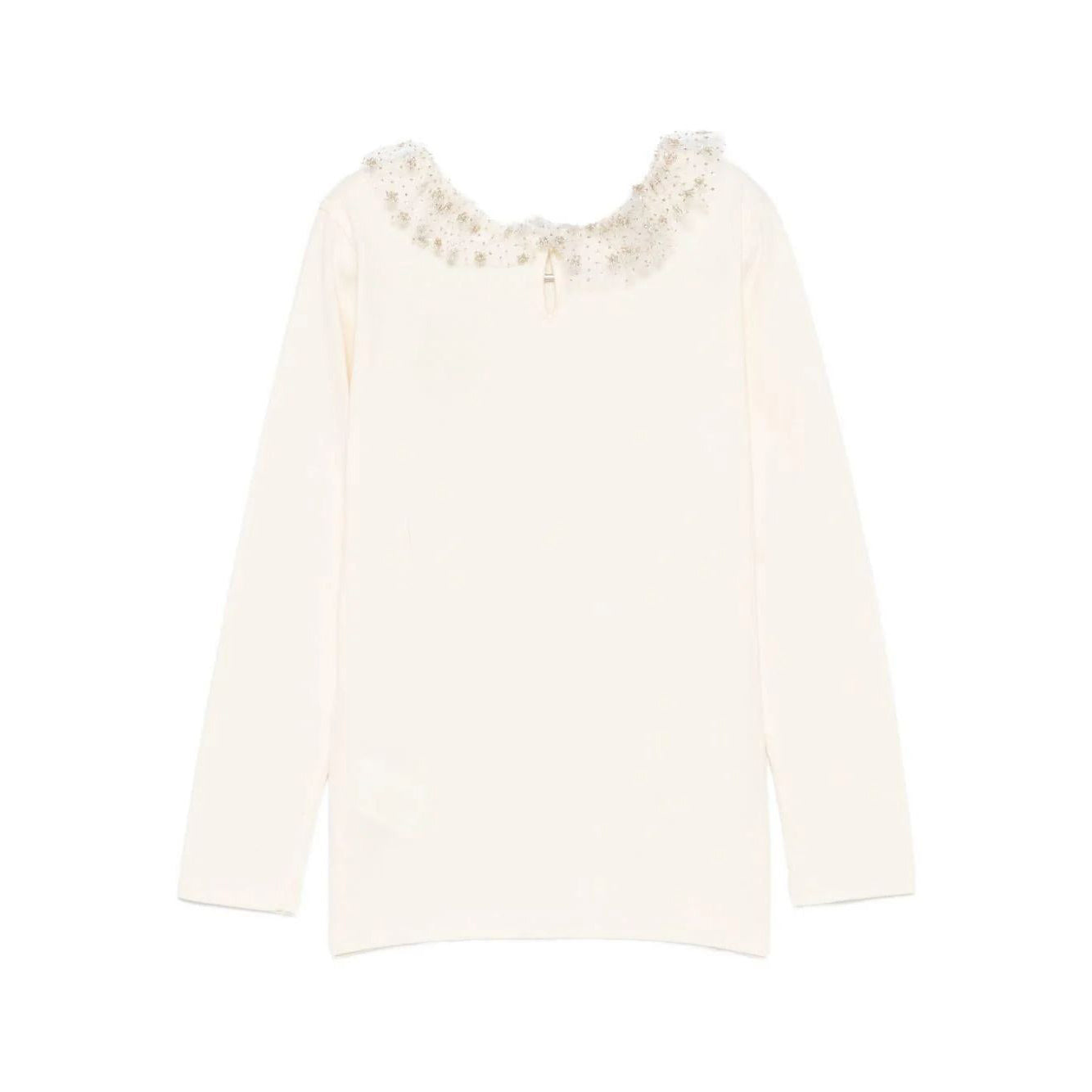 女童白色荷叶边棉T恤