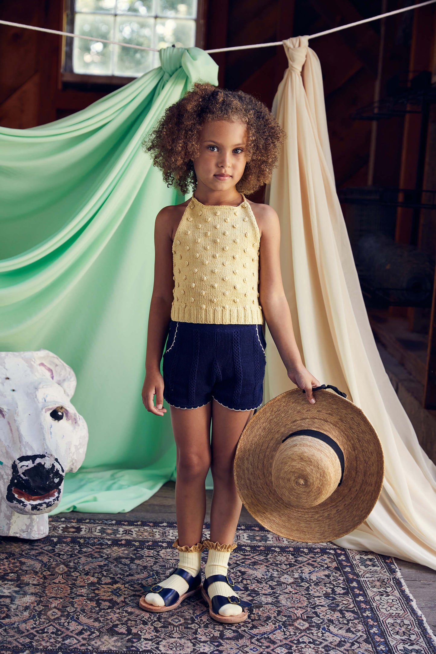 Girls Dark Blue Pima Cotton Shorts