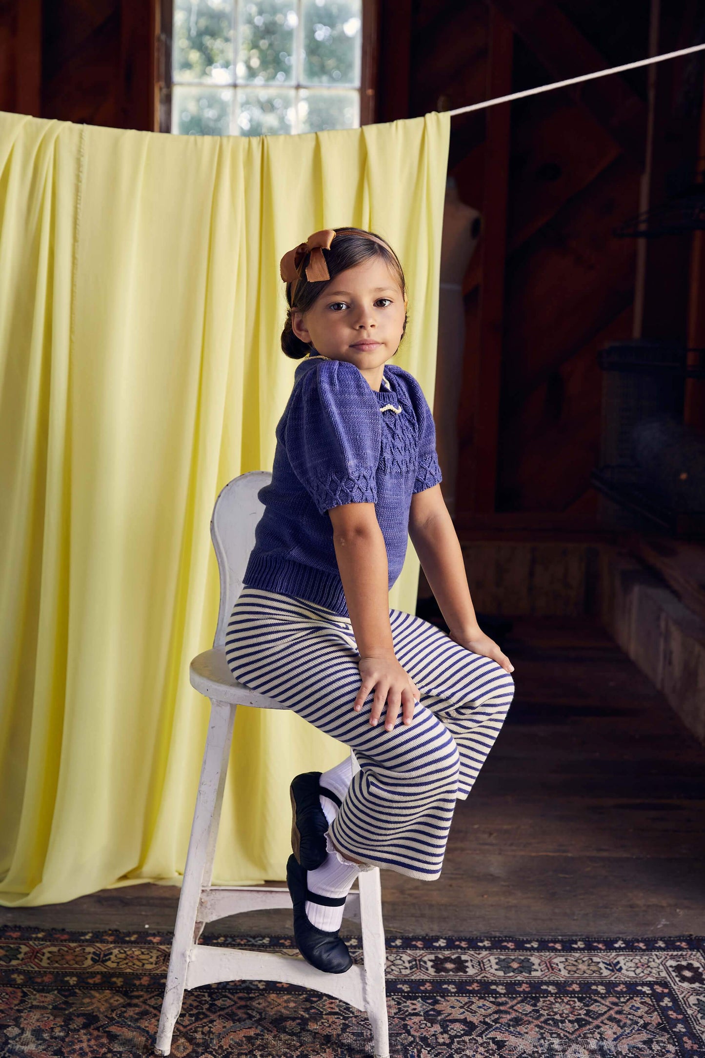Girls Blue Ruffle Pima Cotton Sweater