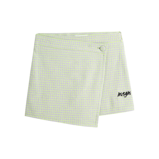 女童绿色格子短裤