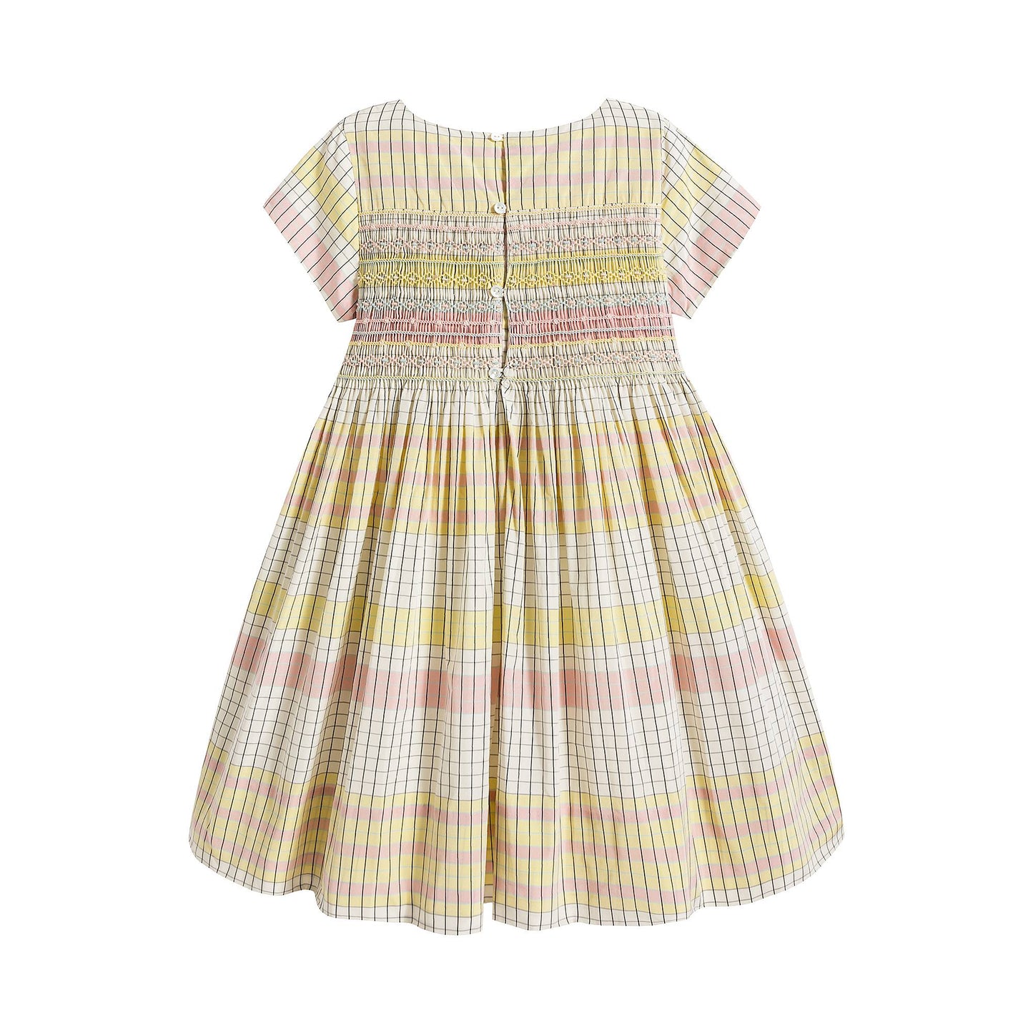 Girls Light Yellow Check Dress