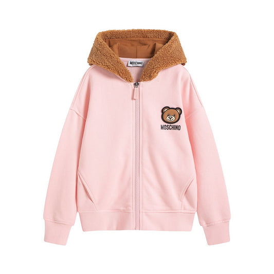 女童粉色Logo连帽拉链上衣