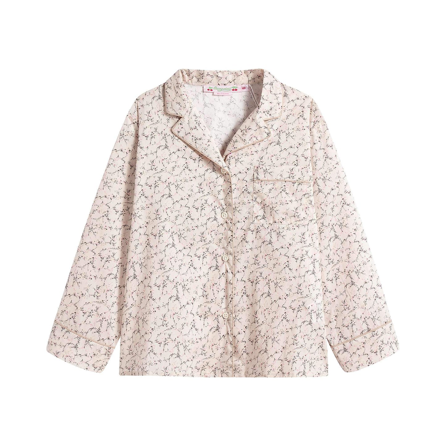 女童米色碎花棉睡衣套装