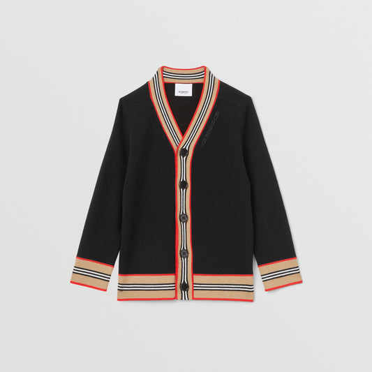 男童黑色刺绣Logo羊毛开衫