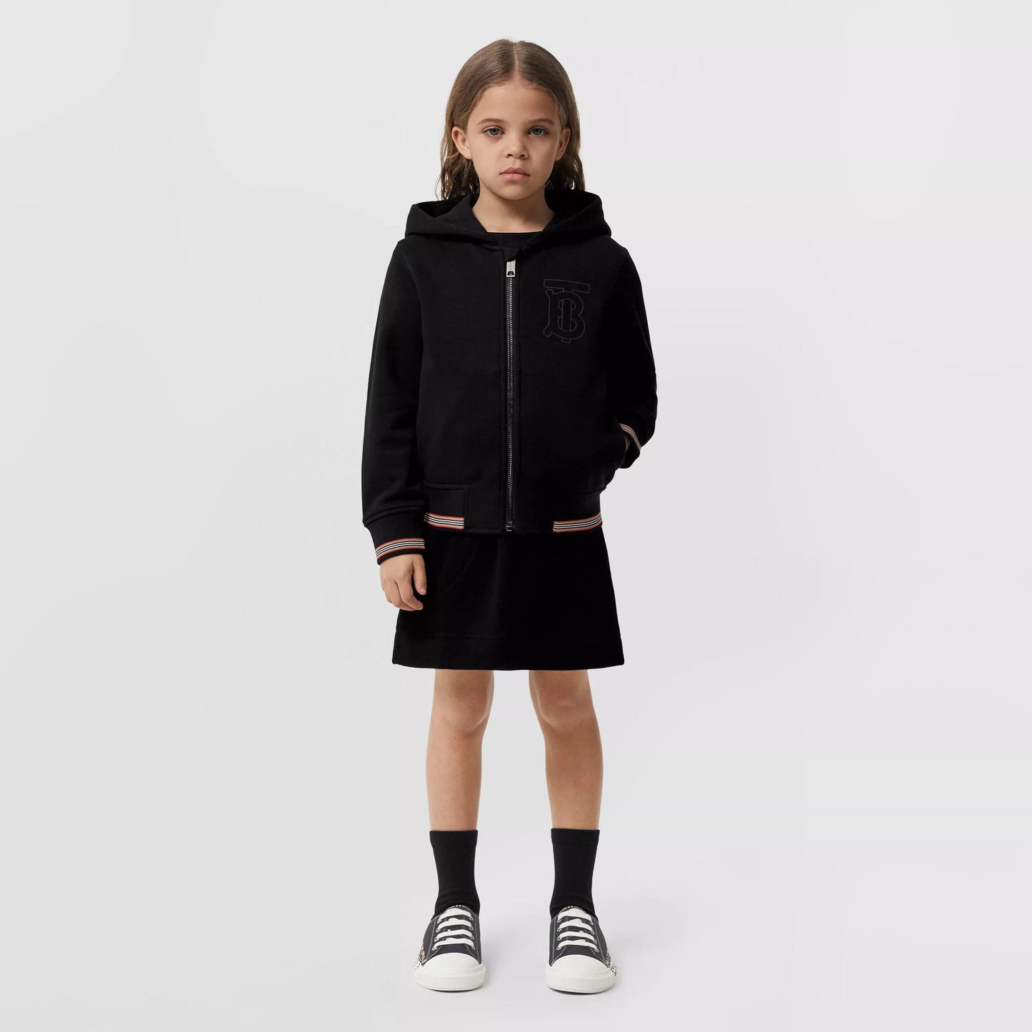 女童黑色Logo棉短裙