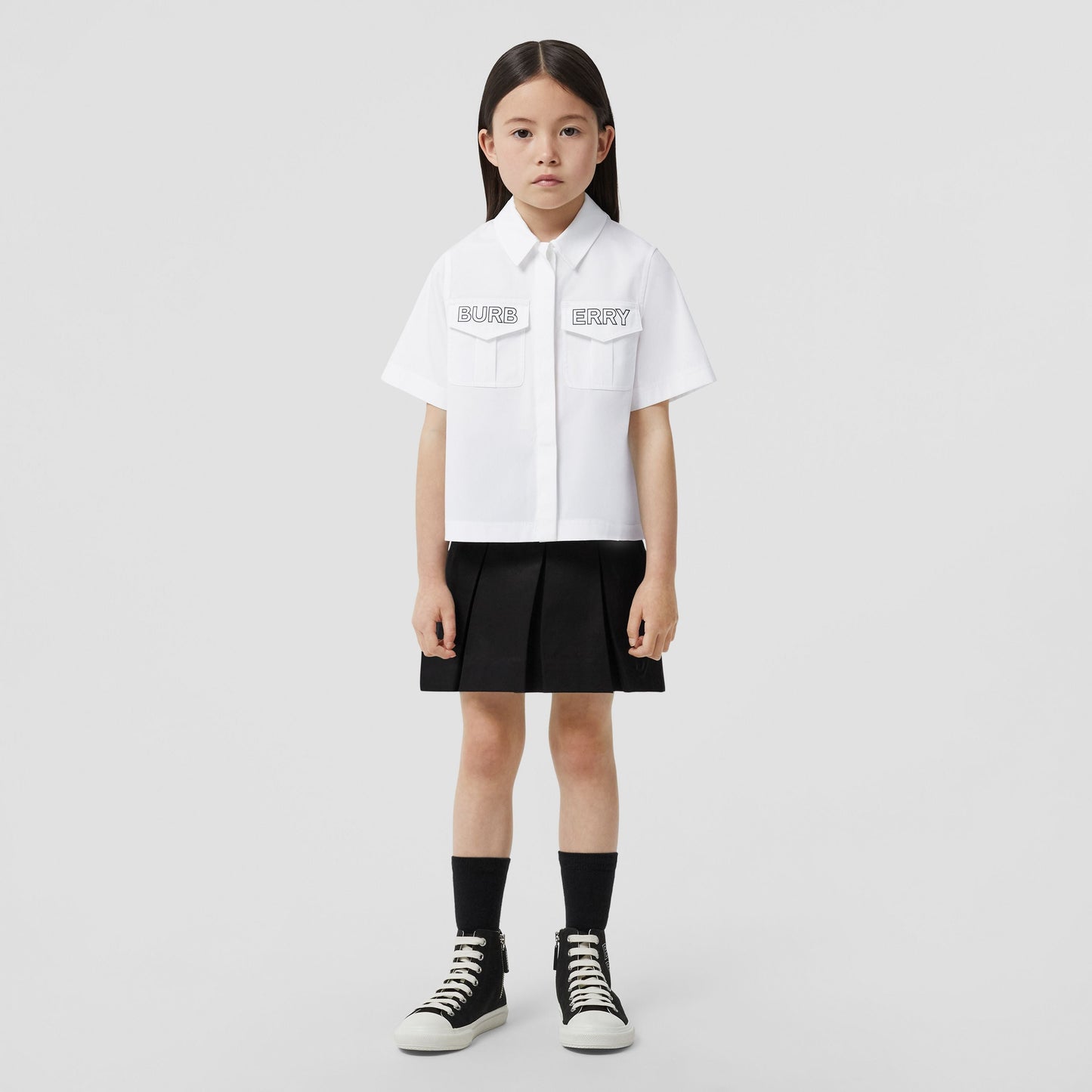 女童白色Logo棉衬衫