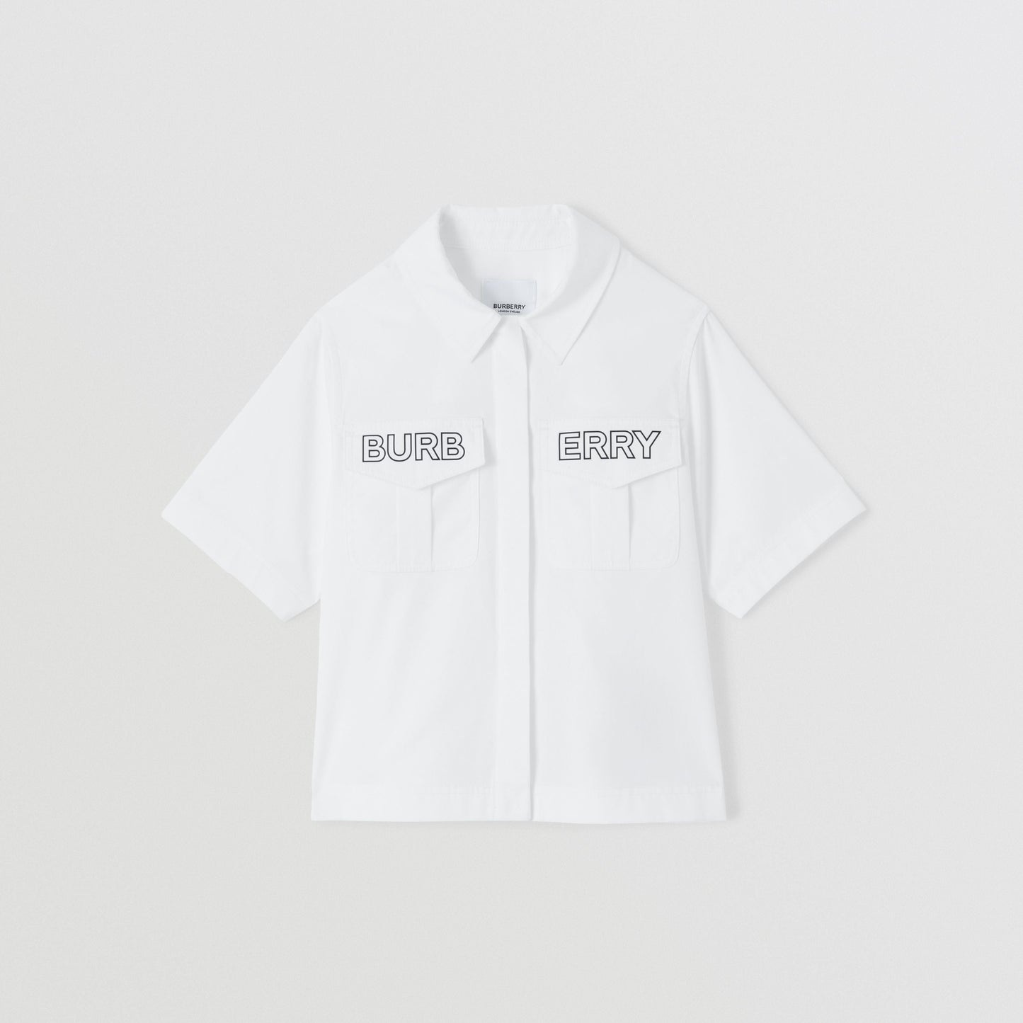 女童白色Logo棉衬衫