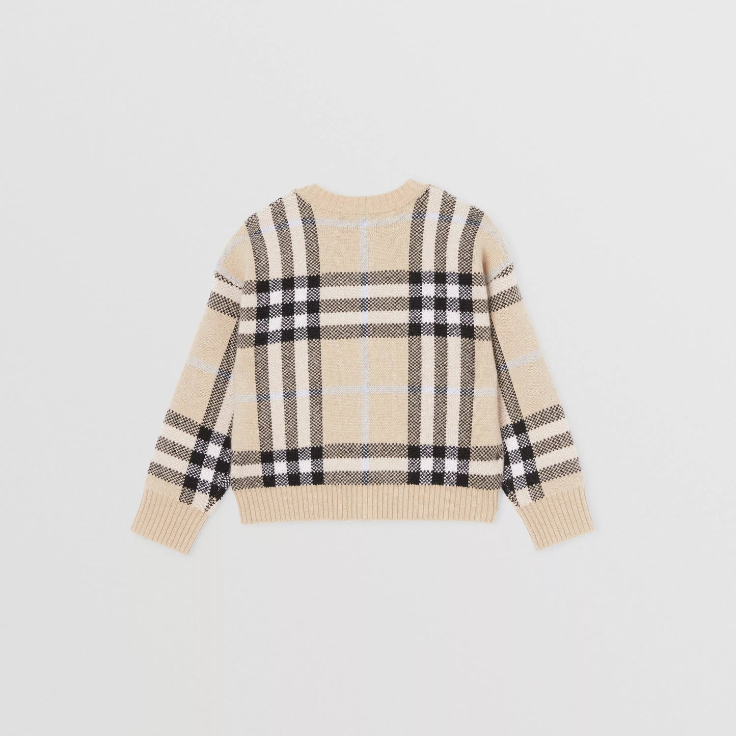 女童浅沙色格子羊毛开衫