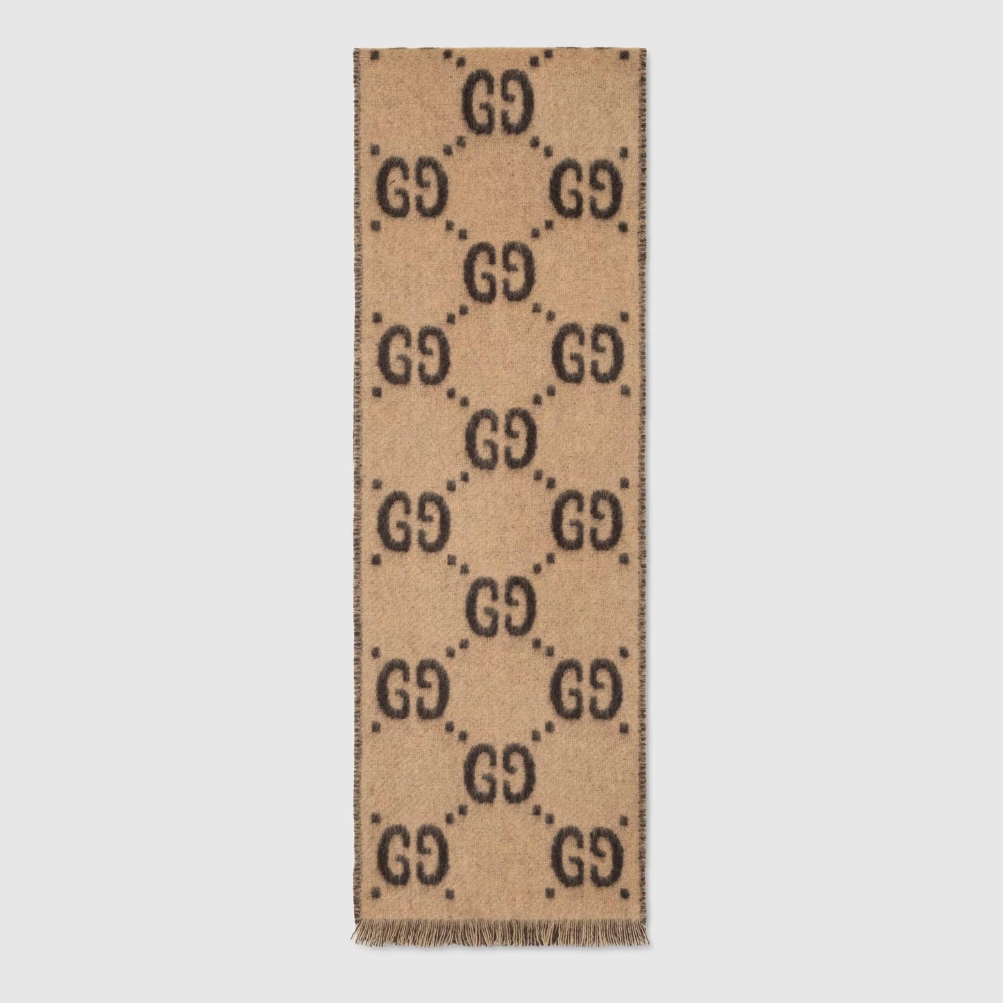 儿童米色"GG" Logo羊毛围巾
