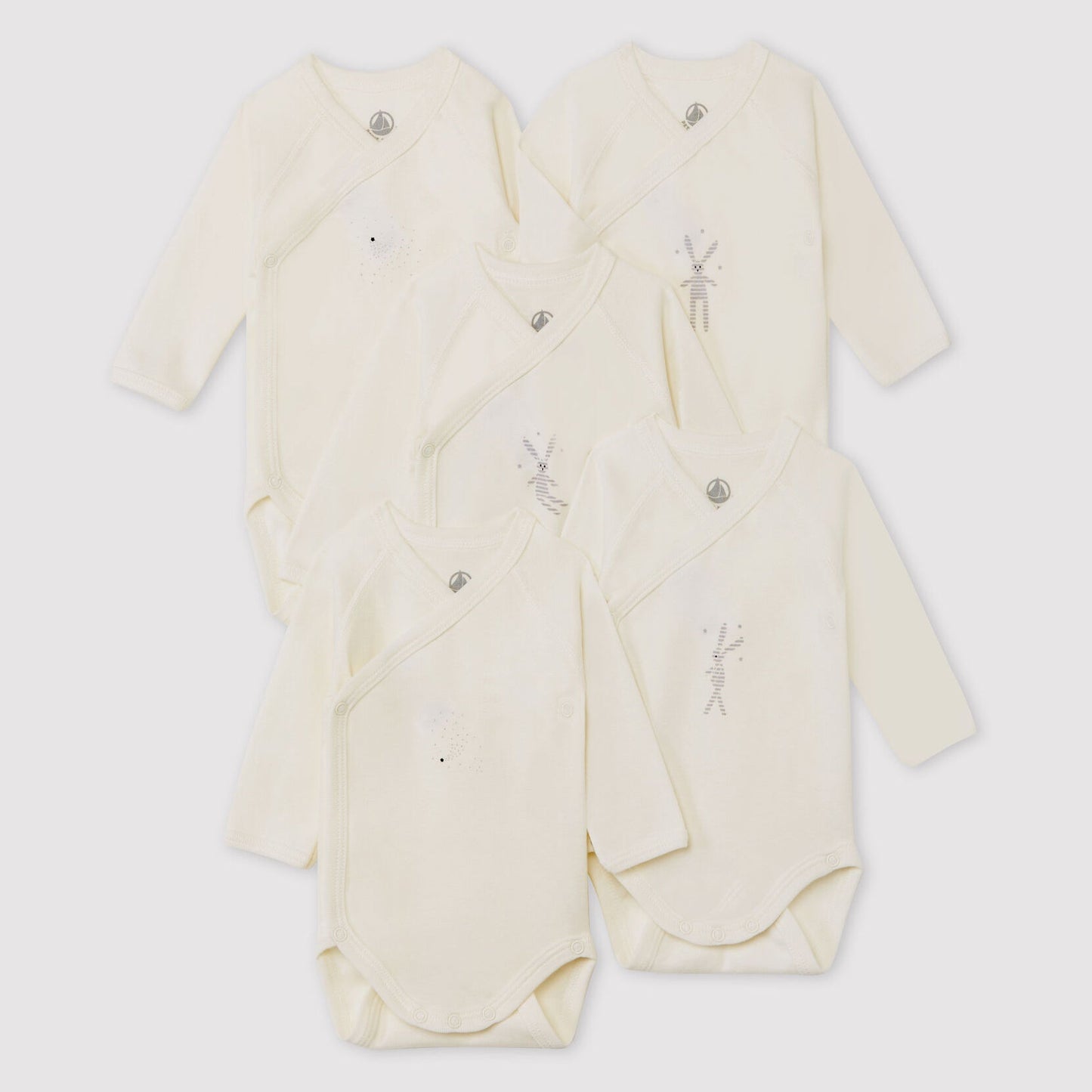 婴儿白色棉连体衣套装(5件)