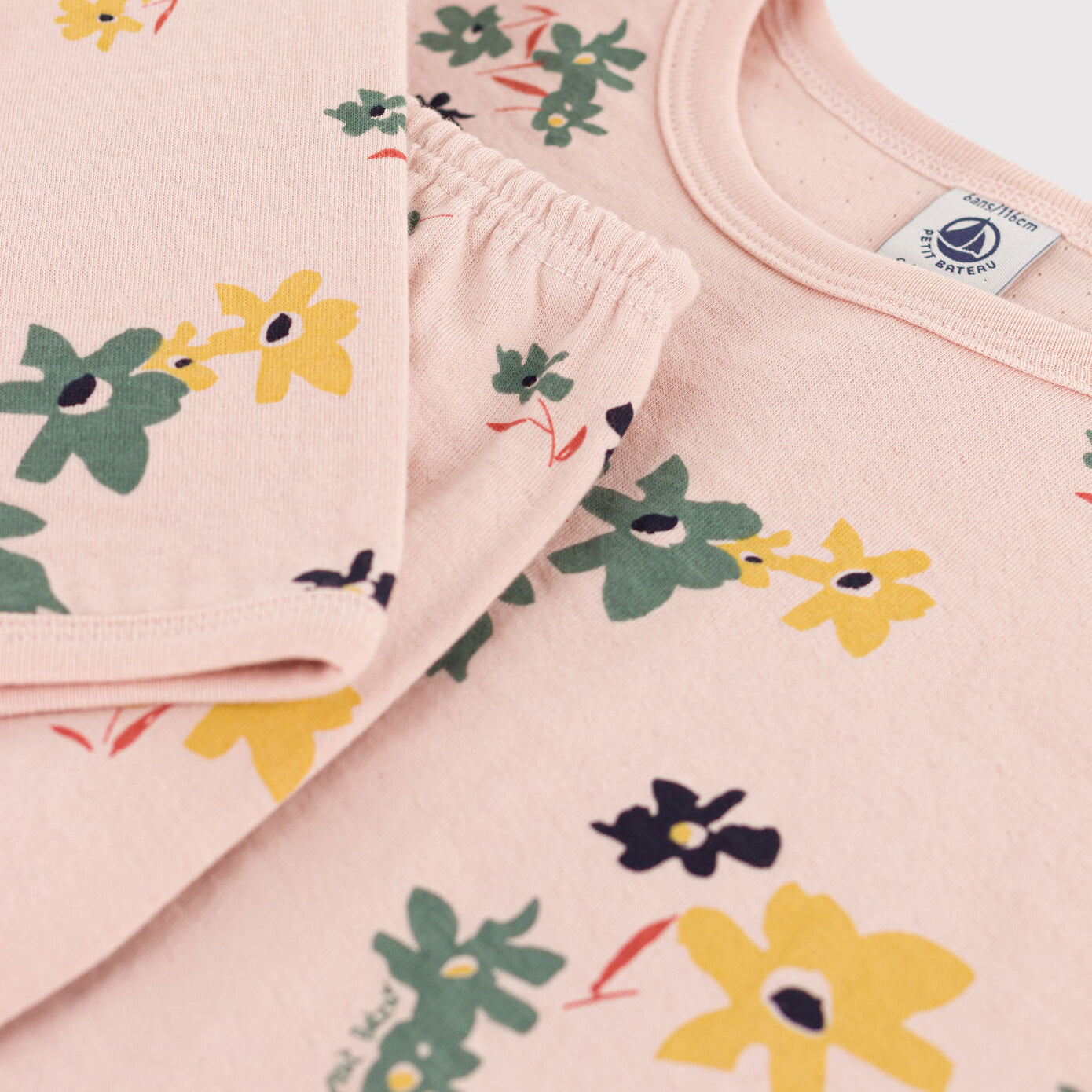 女童粉色印花棉睡衣套装